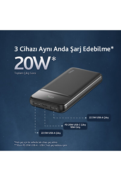 Ttec ReCharger LCD 10.000mAh PD 20W Taşınabilir Hızlı Şarj Aleti/Powerbank 2BB233S