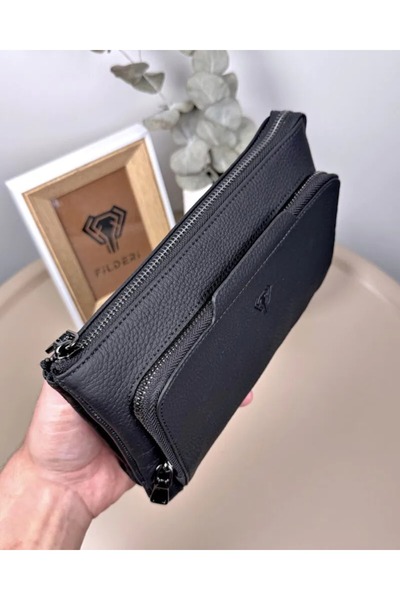 Fil Deri Genuine Leather Zippered Men's Handbag with Grip Strap 2113