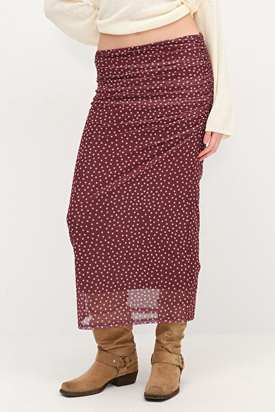 Addax Polka Dot Gathered Midi Skirt E00878