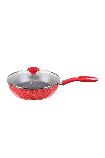 Voltz Frying pan with lid V54419A24CD, 24 cm, Marble coating, Induction, Red