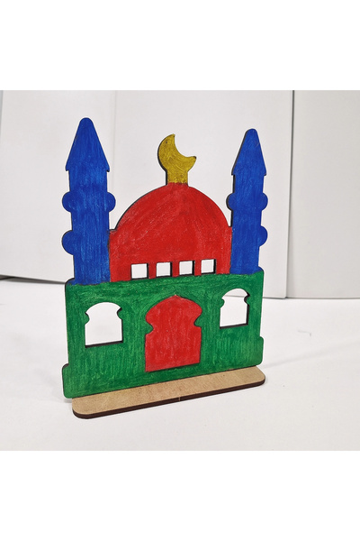 toptanetkinlikboyama Mosque Model Wooden Painting Set |   Educational Religious Activity Product for Kids |   Mdf Model Painting Set (D
