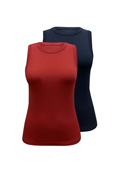 WESTMARK LONDON 2-Piece Black Red Crew Neck Cotton Short Sleeve Women's T-Shirt Charlotte S/L Top