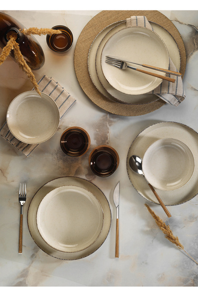 Kütahya Porselen Kütahya Porcelain Moderna 24-Piece 6-Person Dinner Set Cinnamon