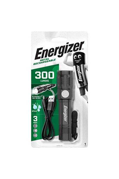 Energizer Lanterna LED metalica 300 lm, reincarcabila prin USB inclus, IPX4