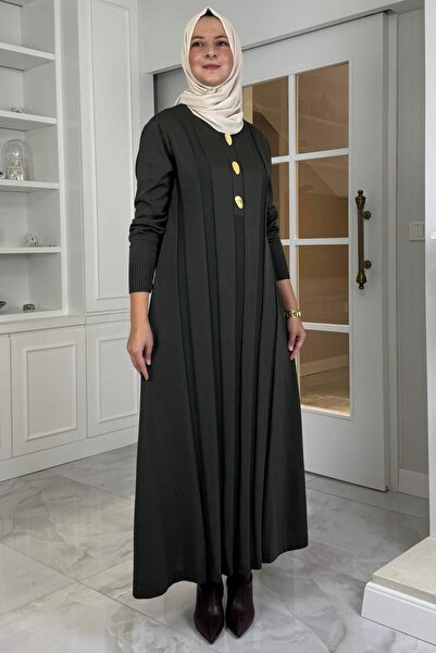 Rabia Şamlı Φόρεμα Πλεκτό Φύλλο Χακί