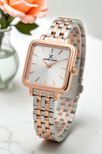 Daniel Klein Women's Wristwatch, Steel Band&Case+Bracelet Gift Rose-Silver Zmdk1200