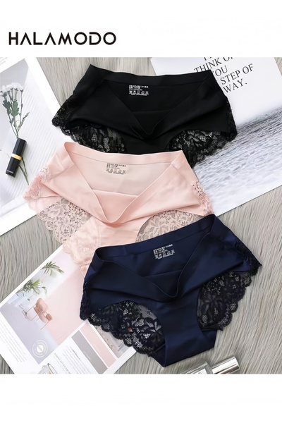 HALAMODO 6 Pack Women's Silky Smooth Bikini Brief Underwear, Frozen Silk Seamless Panties