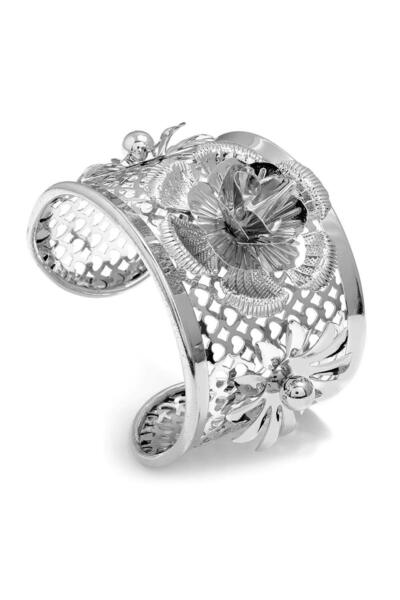 Pursehuit Brățară argintie, reglabilă, cu trandafir, Neta C1