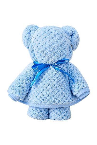 Manolex Prosoape in cutie cadou 35x75 cm, design ursulet,Culoare Albastru,pentru nunti, botezuri, aniversari