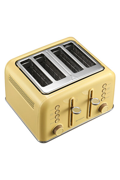 BUYDEEM DT640E Bread Toaster, 1800W, 4 Slots, 7 programs and levels, Indicators, Crumb Trays, Yellow