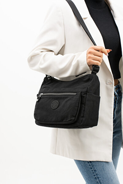Sanmorris Multi-Pocket Crossbody Women's Shoulder Bag Medium Size Daily Hv4008 Black