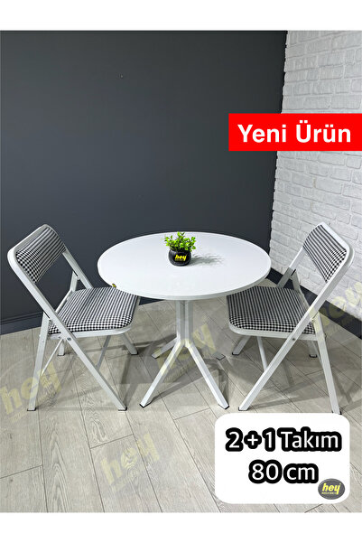 hey modüler mobilya Aras Beyaz 2 Kişilik Yuvarlak Mutfak Yemek Masası Takımı ...