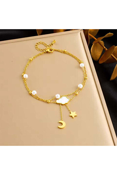 Pursehuit Βραχιόλι ποδιού, χρυσό, κατασκευασμένο από ανοξείδωτο ατσάλι, φυσητ...