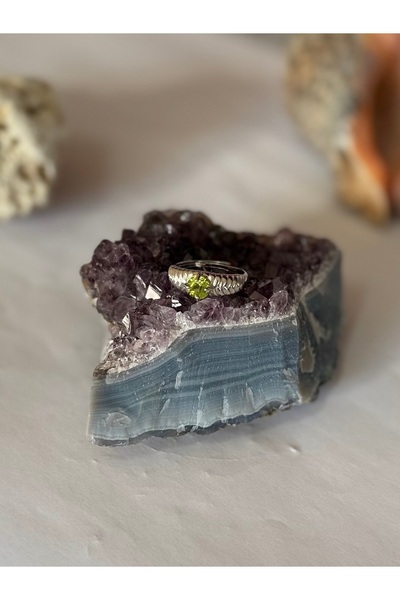 Taş-Mir Peridot/Zebercet Taşı Doğal Taş Ayarlamalı Yüzük