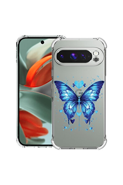 bestcase Carcasă spate antișoc pentru Google Pixel 9 Pro XL, fluture albastru...