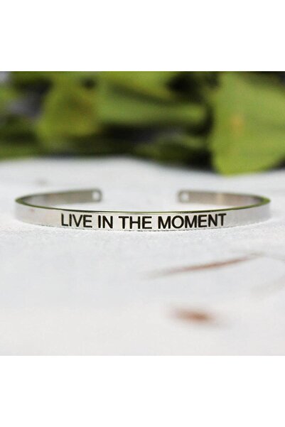 Pursehuit Brățară culoare argintie, reglabilă, gravată Trăiește clipa C1