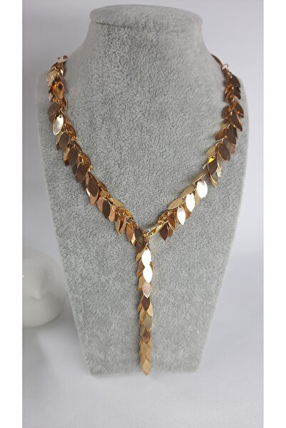 Butik Kadın Çelik Gold Kolye