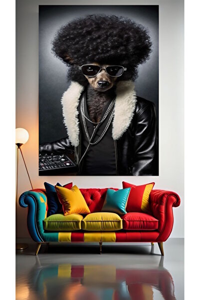 özkacar AFRO MUSICIAN DOG V1 Σπίτι Τοίχος Σαλόνι Σαλόνι ομορφιάς Γραφείο Κατά...