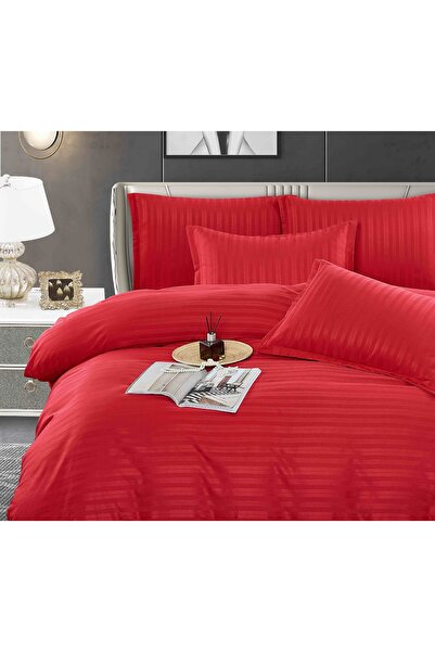 JOJO HOME Double bed linen, fine damask Deluxe, 6 pieces, Red
