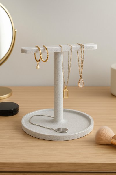 Özel Tasarım Marble Pattern Jewelry Stand, Jewelry Organizer, Necklace Holder, Earring Holder, Bracelet Stand