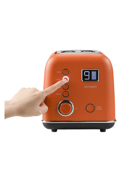 BUYDEEM DT730E Bread Toaster, 900W, 2 slots, 9 programs and levels, Inox, LCD, Indicators, Orange