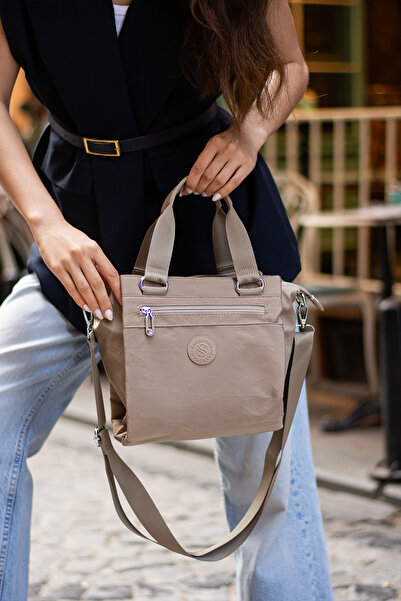 Sanmorris Multi-Pocket Women's Shoulder Bag Medium Size Daily Hv4014 Beige