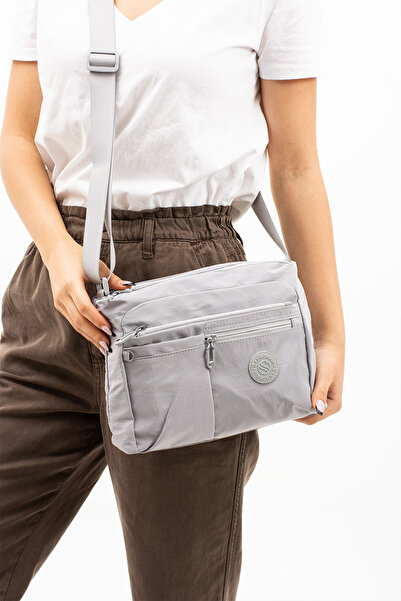 Sanmorris Geantă de umăr pentru femei Multi-Pocket bretea crossbody Dimensiune medie Daily HV4006 Gri