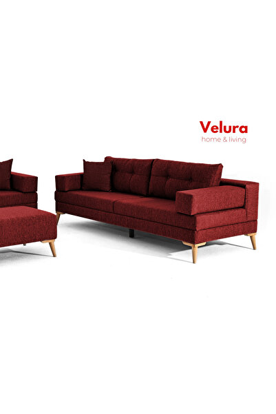 Velura Home & Living Zeri Modüler Koltuk & 3'lü Kanepe - Kırmızı - 172