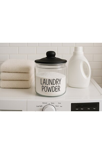 morponi Cam Siyah Vakumlu Kapaklı Deterjan Kavanozu Banyo Düzenleyici Kavanoz...