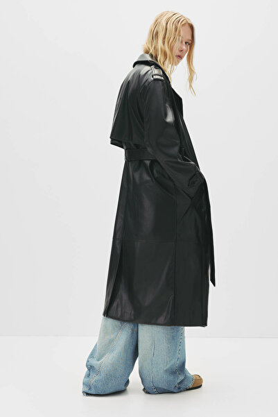 Pull & Bear Faux leather trench coat