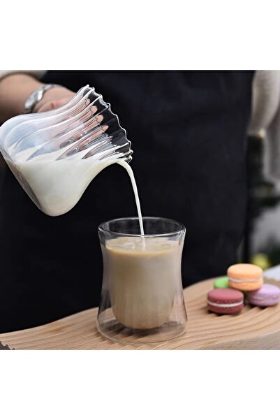 teknotrust Isıya Dayanıklı Cam Cezve Şeritli Beyaz, şık ve dayanıklı mutfak gereci