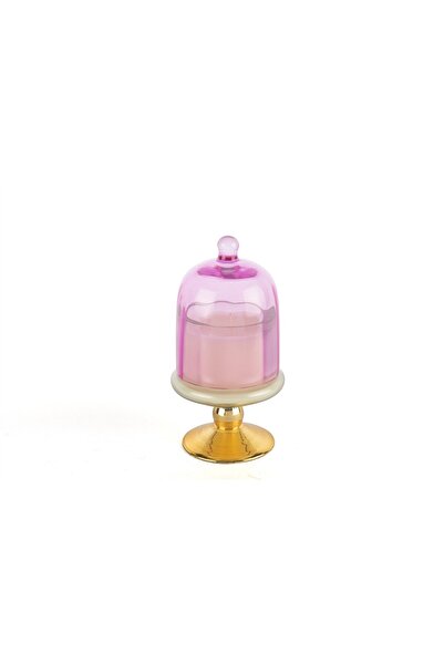 Mikasa Moor Gold Pembe Kapaklı Cam Mum Pink Champagne 8x16cm