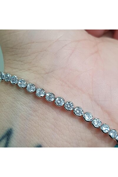 Pursehuit Brățară tenis de culoare argintie, reglabilă, cu pietre de zirconiu...