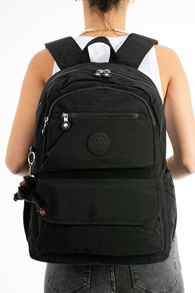 Sanmorris Multi-Pocket Women's Backpack Large Size School and Daily Use Hv3016 Black
