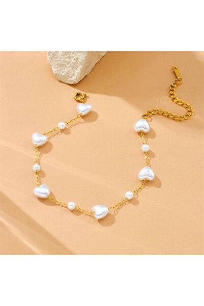 Pursehuit Brățară aurie, din oțel inoxidabil, suflată cu aur de 18k, cu perle...