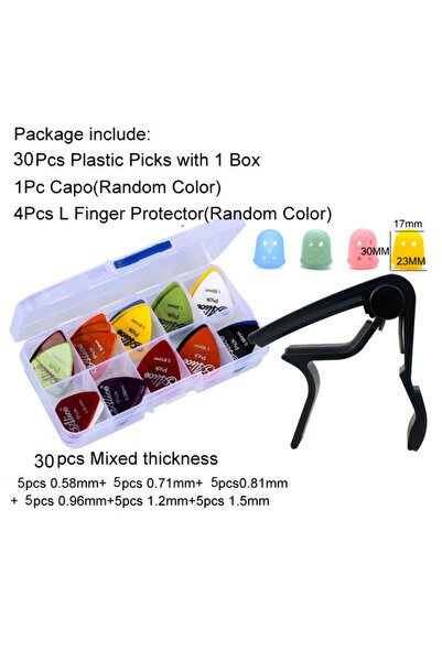 Choice9 مجموعة أدوات الجيتار 30MixBox1Capo4L كابو الجيتار / ريش الجيتار / موا...