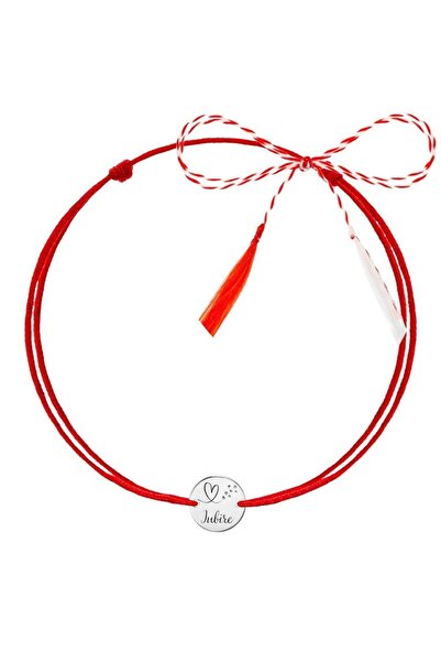 Pursehuit Pandantiv tip brățară, culoare argintie, cu monedă gravată Love, re...