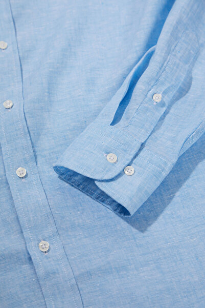W Collection Turquoise Long Sleeve Linen Shirt