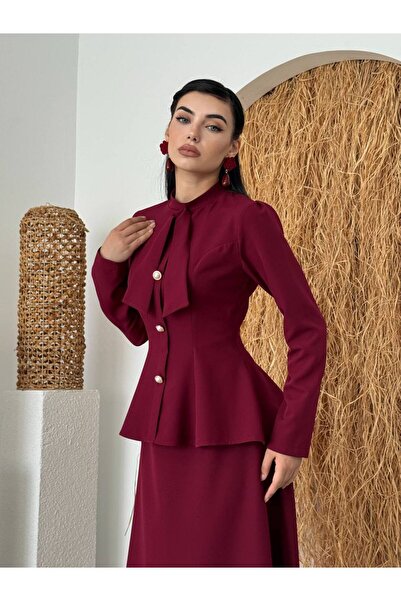 Lady Pixie Women's Collar Detailed Shirt Skirt Set