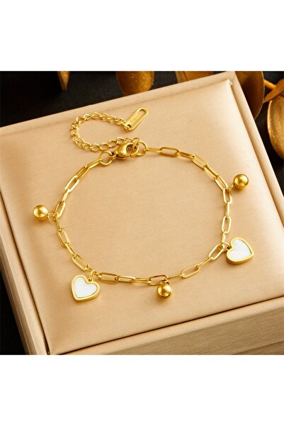 Pursehuit Brățară aurie, din oțel inoxidabil, suflată cu aur de 18k, cu zale ...