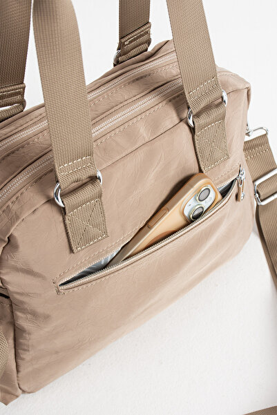 Sanmorris Çok Cepli Kadın Omuz Çantası Orta Boy Günlük HV4018 Bej