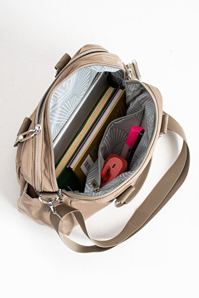 Sanmorris Çok Cepli Kadın Omuz Çantası Orta Boy Günlük HV4018 Bej