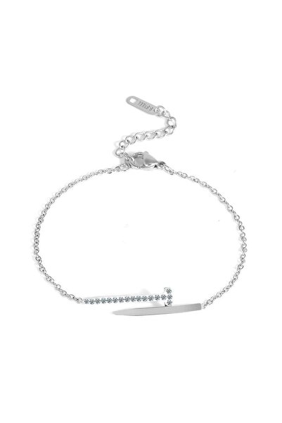 Pursehuit Brățară culoare argintie, oțel inoxidabil, formă de cui, cu pietre,...