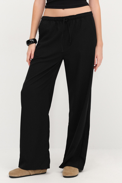 Addax Elastic Waist Wide Leg Trousers Pn3333