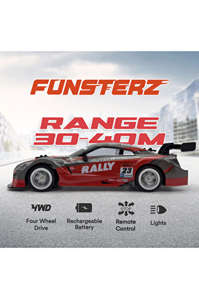 funsterz Drift Series RC Car | 1:16 Scale 4WD Remote Control Car with LED Lights| High-Speed Car