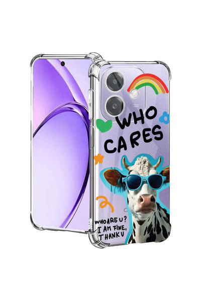 bestcase Carcasă spate antișoc pentru Oppo A60 5G / A40 / A40M, Cool Cow - Wh...