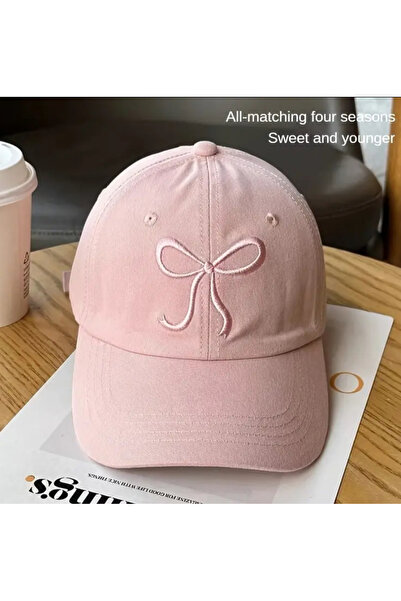 Phellos Pălărie roz Y2K Coquette cu detaliu de panglică – stil dulce și retro