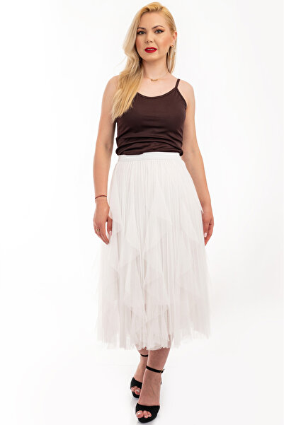 OEM Fustă Ema albă plisată din tul