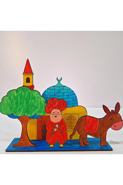 toptanetkinlikboyama Nasreddin Hoca 2D Ahşap Boyama Seti | Çocuklar İçin Eğitici Etkinlik | MDF Boyama Ürünü (Demonte)