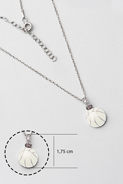 So CHIC... Basketbol Topu 18 Ayar Beyaz Altın Kaplama 33 Cm Gümüş Çocuk Kolyesi